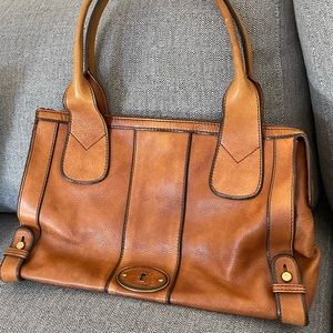Fossil leather bag in cognac brown